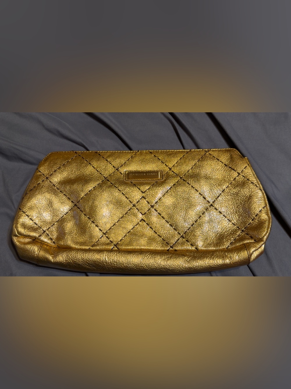 Isabella Fiore Gold Quilted Metallic Clutch